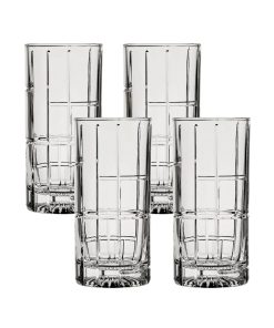 Ocean Glass Traze FTR Highball Glasses (4-Pieces), 12-ounce, Dishwasher Safe