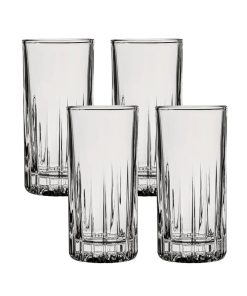 Ocean Glass Traze PRE Highball Glasses (4-Pieces), 12-ounce, Dishwasher Safe