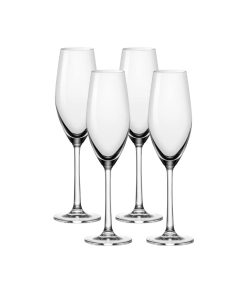 Ocean Glass Sondria Champagne Flute Glasses (4-pieces), 7.25-ounce, Dishwasher Safe