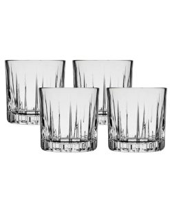 Ocean Glass Traze PRE Rocks Glasses (4-Pieces), 12-ounce, Dishwasher Safe