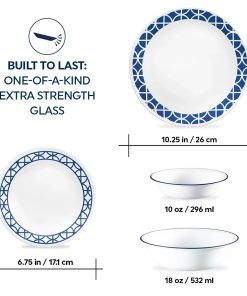 Alternative view of Corelle® Cobalt Circles 16-piece Mugless Dinnerware Set, Service of 4