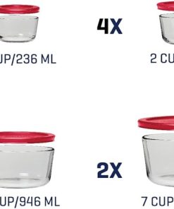 Alternative view of Anchor Hocking 26 Piece Glass Storage Containers with Lids (13 Glass Food Storage Containers & 13 Red SnugFit Lids)